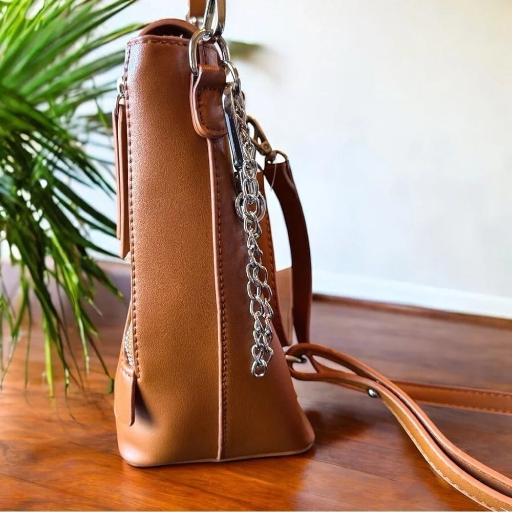 NWT Lulus Convertible Mini Backpack Purse – Tan Brown Faux Leather